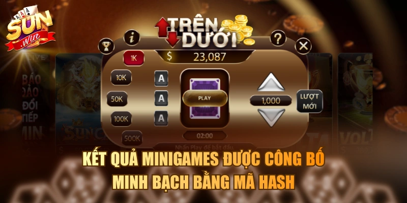 Kết quả Minigames được công bố minh bạch bằng mã hash
