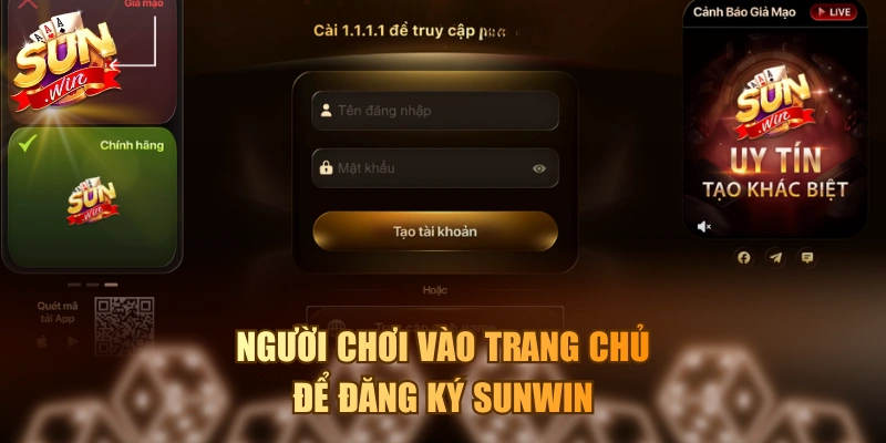 Người chơi vào trang chủ để đăng ký Sunwin